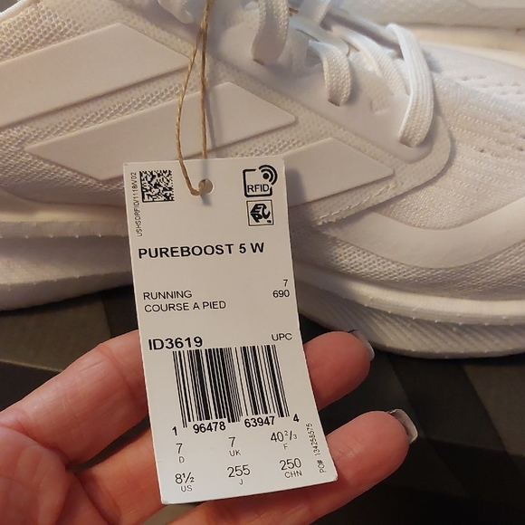 Adidas All-White Pureboost Size 8.5 NWT - Picture 6 of 7